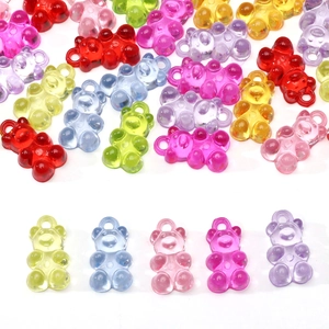 Colorful 11x21mm acrylic gummy bear pendants for DIY jewelry making and necklaces