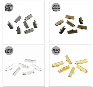 Iron ribbon ends in 20mm and 25mm sizes with four colors for DIY jewelry making