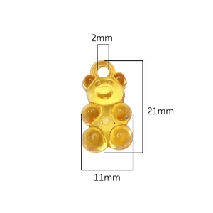 Translucent amber yellow acrylic bear pendant charm for DIY jewelry with size 21x11mm
