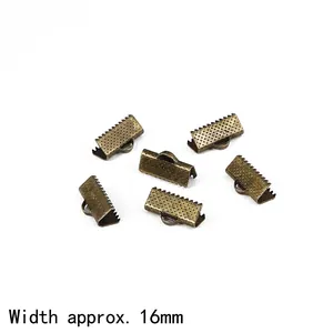 Antique bronze 16mm metal crimp cord ends and ribbon clamps for DIY jewelry making