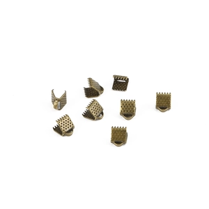 Antique bronze ribbon crimps with textured surface and teeth for jewelry making