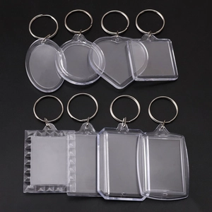 Clear Acrylic Blank Photo Frame Keychain Transparent DIY Insert Keyring For Custom Photos Handmade Craft Hanging Ornament