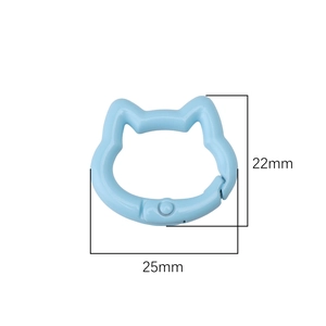 Sky blue cat-shaped spring clasp keychain made of alloy for DIY bags and accessories