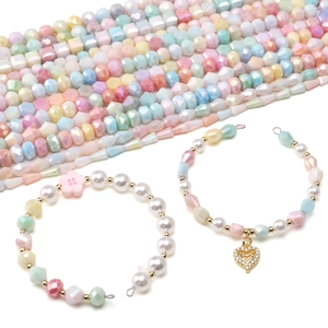 DIY Macaron Farbverlauf Perlen Set für handgefertigte Ketten mit Herzanhängern