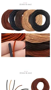 Detailed close-up of multi-color DIY faux leather cords in black brown and beige tones