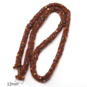 12mm dunkelbraune hohle Flechtschnur mit bunten Tupfen für DIY-Schmuckherstellung