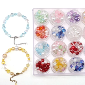 Assorted Colorful Glass Beads Artificial Pearls Crackle Beads For DIY Jewelry Making Bracelet Necklace Handcrafted Craft Supplies