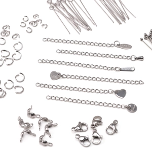 DIY stainless steel jewelry findings kit with lobster clasps and extension chains