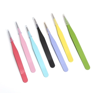 Precision stainless steel colorful 7-piece tweezers set for DIY jewelry and hair accessories