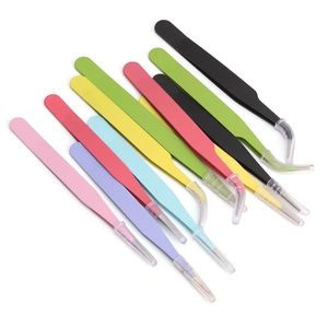 Precision Iron Tweezers Macaron Colors Straight Curved Tip For DIY Jewelry Making Eyelash Extensions Beauty Crafts Tools With Protective Cap