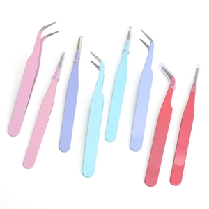 Precision colorful tweezers set with pointed and curved tips for DIY jewelry making
