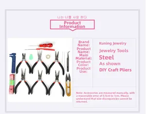 Macro view of multi-functional DIY jewelry making tool set with steel pliers and accessories