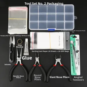 Macro view of multi-functional DIY jewelry tool set with pliers and storage box