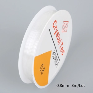 Macro detail of 0.8mm clear elastic crystal cord for DIY jewelry making and beading