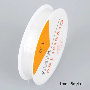 Detail view of 1mm clear elastic crystal string for DIY jewelry beading 5m roll