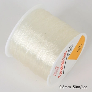 Close-up of 0.8mm clear elastic crystal string on a roll for DIY bead jewelry making