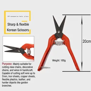 Detailed view of 20cm orange DIY wire cutters with return spring for jewelry making