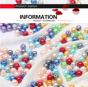 Détail de perles de verre colorées de 4 à 10 mm avec trous pour la création de bijoux DIY