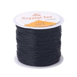 Black 0.8mm Crystal Tec elastic stretch cord for jewelry DIY 100M spool roll