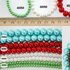 Faux pearl beads in 4mm to 10mm sizes for DIY jewelry making in multiple colors