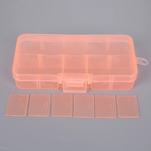 Caja de almacenamiento de plástico naranja translúcido con divisores ajustables