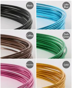 Detailed macro view of 1.5mm colorful craft aluminum wires in six metallic finishes