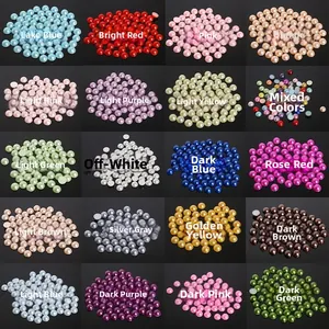Flatback ABS colorful pearl beads for DIY crafts and nail art in twenty vibrant colors