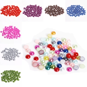 Flatback half round ABS faux pearls in assorted colors for DIY nail art and crafts