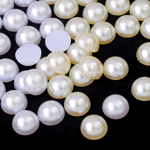 Flatback ABS half pearls in white and cream tones for DIY crafts and nail art decor