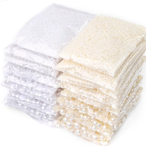 Flat back ABS imitation pearl beads set in white and cream for DIY nail art and crafts
