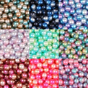 Künstliche Perle Di Imitazione Senza Fori Sfumatura Arcobaleno Colorato Tondo ABS DIY Artigianato Gioielli Decorazione Accessori
