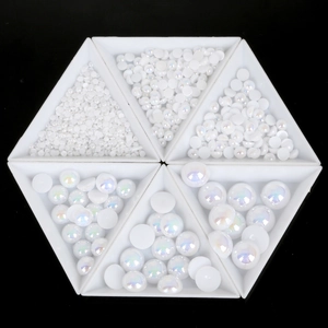 Flatback white AB iridescent half pearls in 6 sizes for DIY bow hair accessories