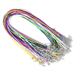 Multi-color 1.5mm waxed cord necklace strings with lobster clasps and extension chains