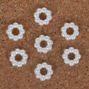 Cuentas en forma de flor de perla ABS blanco crema para manualidades de cabello