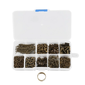 Kit de bricolaje para joyería con cierres de langosta y anillas de bronce en caja