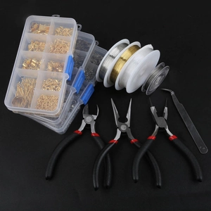 Kit de joyería DIY con alicates, cierres de langosta metálicos y cadenas largas
