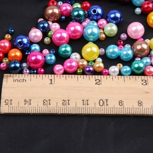 Vibrant mixed color ABS imitation pearl beads for DIY jewelry making with ruler scale
