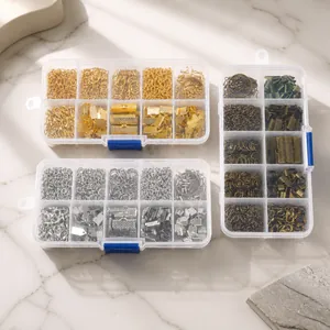 Componentes para Creación de Joyas de Aleación Caja Cierres de Langosta Anillos de Salto Cadenas de Extensión Accesorios DIY para Proyectos Hechos a Mano