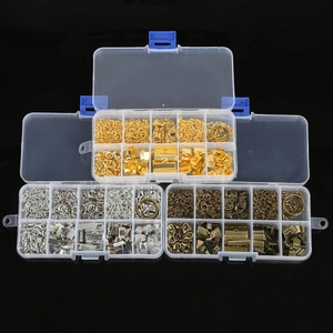 Kit de bricolaje para joyería con cierres de langosta y anillas en tres tonos metálicos