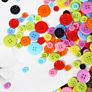 Multicolor Plastic Resin Round Buttons Mixed Sizes 4-Hole And 2-Hole For DIY Craft Sewing Children Shirt Clothing Decor