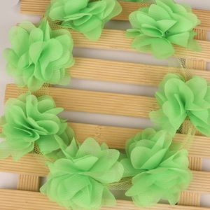Handmade mint green chiffon flower garland lace for bridal hair accessories and DIY crafts