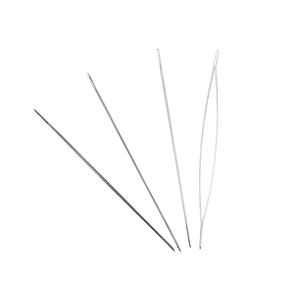 Set of four stainless steel beading needles including large eye and fine threader needles
