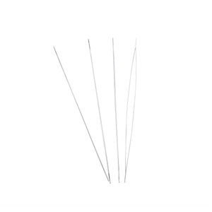 Set of 4 flexible large eye beading needles for DIY jewelry making on white background