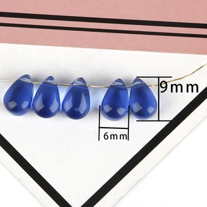 Blue glass teardrop bead 9x6mm size detail for DIY jewelry making and necklaces
