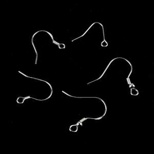 Five S925 sterling silver fish hook earring wires with beads on a black background