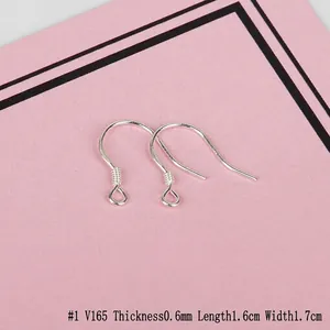 Detail view of S925 sterling silver earring hooks with 0.6mm thickness and 1.6cm length