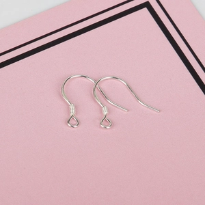 Polished S925 sterling silver earring hooks with spring and loop for DIY jewelry making