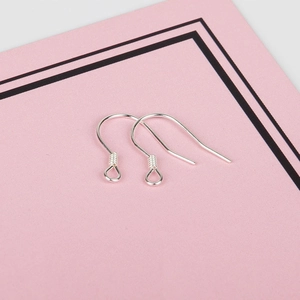 Pair of S925 sterling silver earring hooks with spiral coils and loops for DIY jewelry