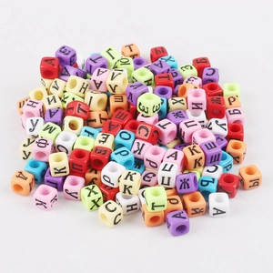 Colorful cube acrylic alphabet beads with Russian letters for DIY jewelry making