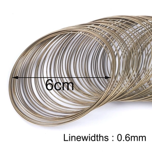 Golden DIY jewelry memory wire for bracelets with 6cm diameter and 0.6mm thickness